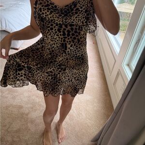 Topshop Leopard-Print Slip Dress in Brown and Black